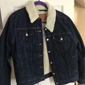 Levi’s dark Sherpa trucker jacket